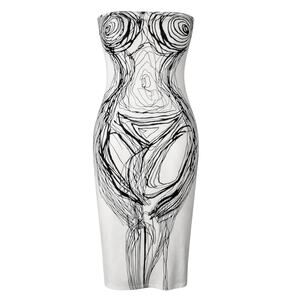Abstract Dress Women's Sz Large Black & White Sleeveless & Long Dress